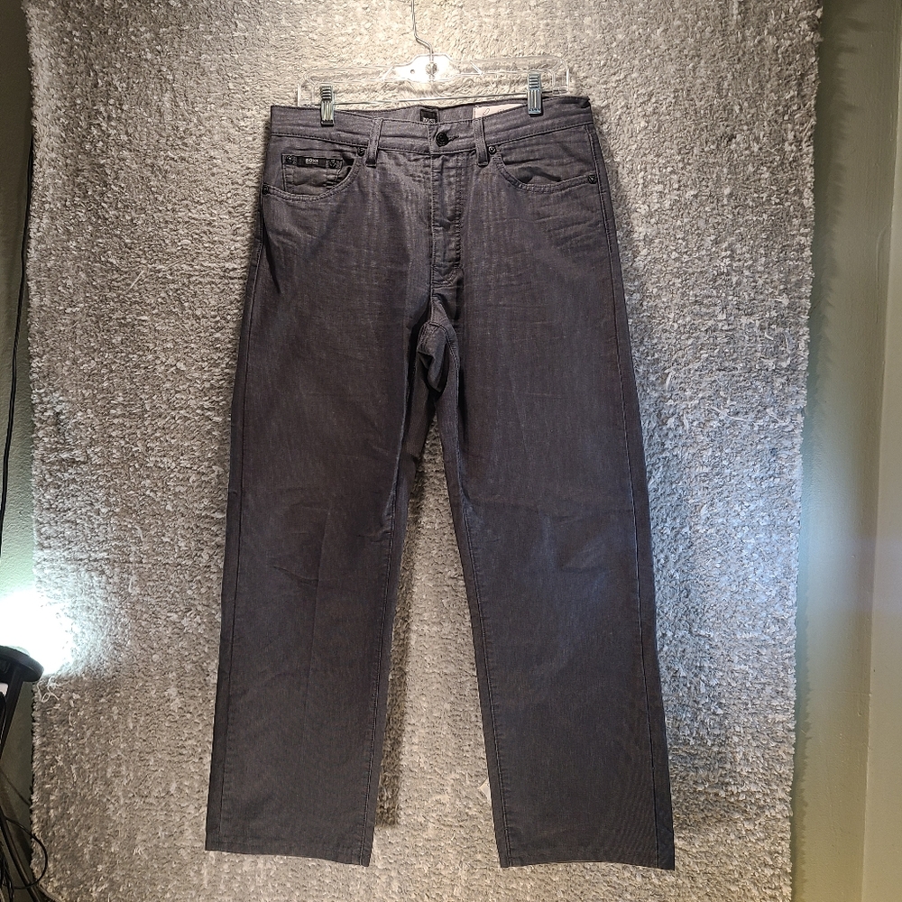 Boss Hugo Boss Men Straight leg Gray Jeans Men's 34 (32X28.5) Cotton Pockets